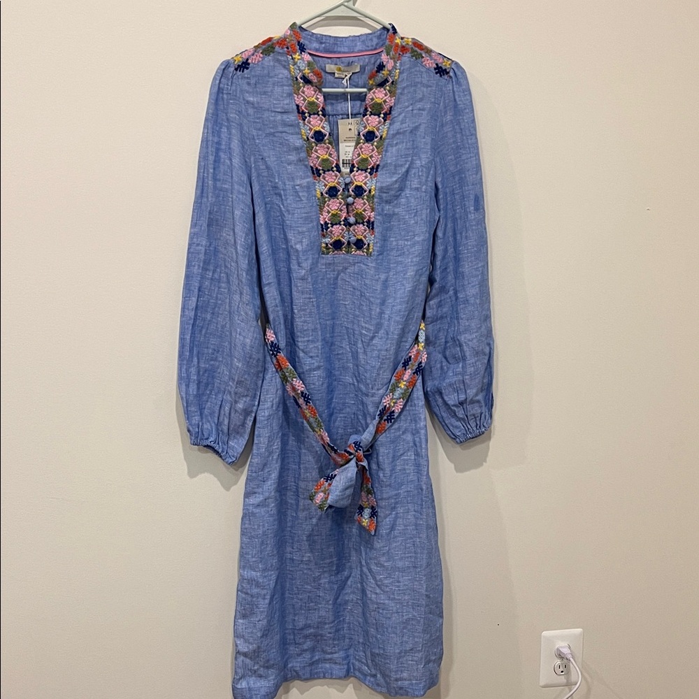 Boden Linen Embroidered Women’s Dress 6